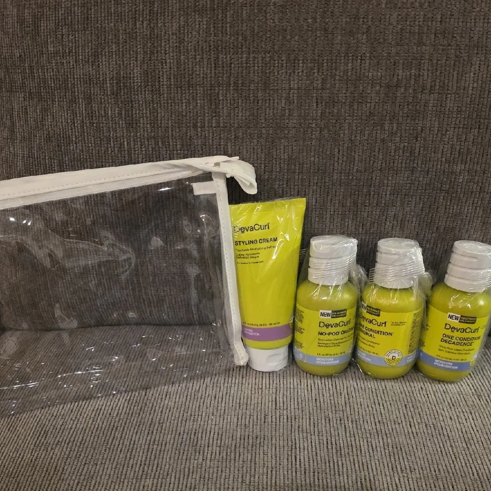 DevaCurl Hair Care Collection, 4 Piece Set In Clear Bag, Moisture Hydration, New